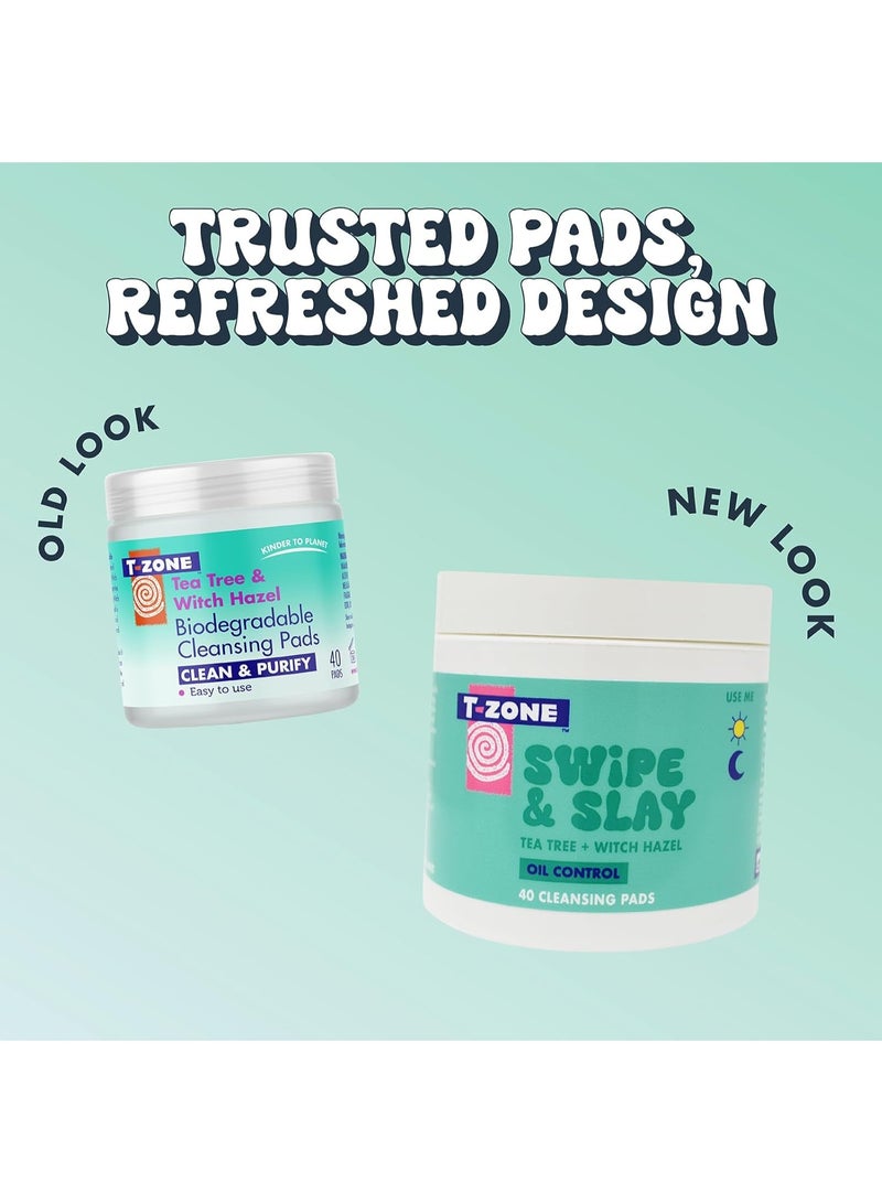 T-Zone Tea Tree & Witch Hazel Biodegradable Cleansing Pads (40 Pads) - Instantly Remove Dirt, Oil & Makeup, Unclogs Pores, Promotes Clearer Skin & Kinder to Planet - Image 2